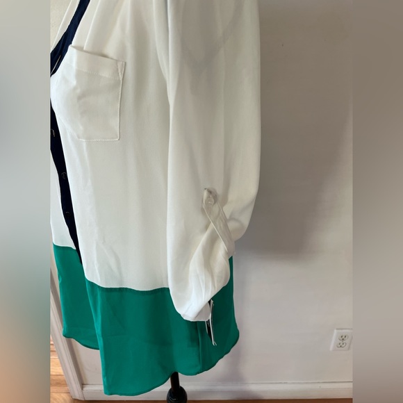 BCX - Light Weight Sheer - Partial Button-Down Blouse - Size Med Top. $40NWT - Picture 3 of 13